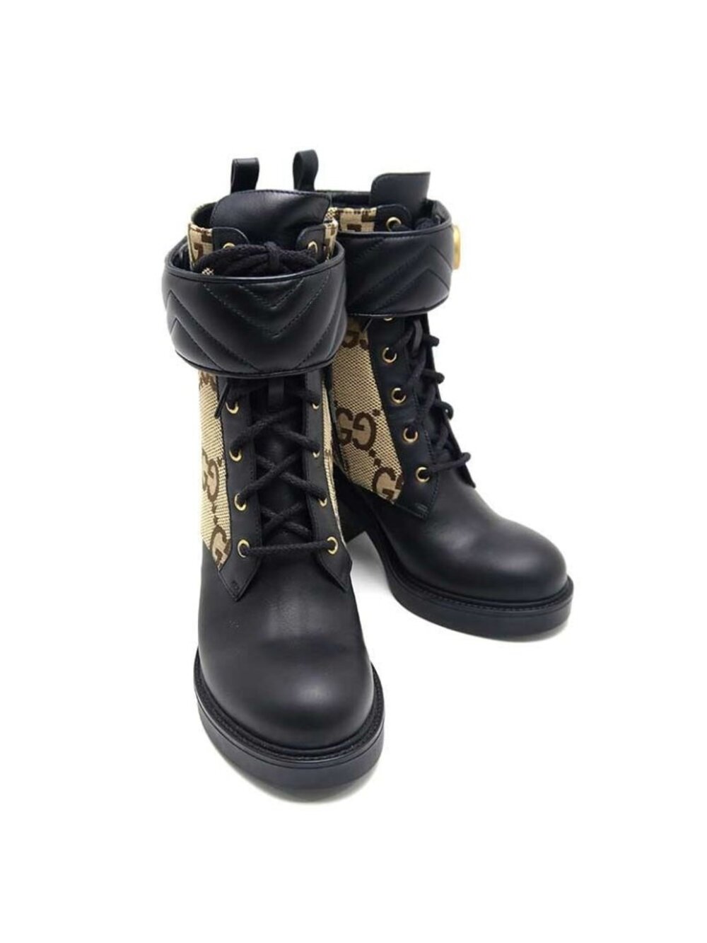Gucci Double G Ankle Boots 38 GG Canvas Leather - Picture 2 of 11